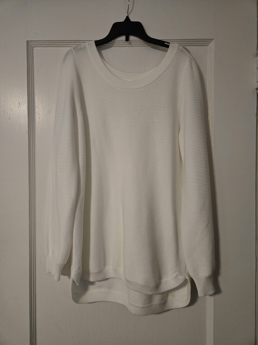 Cyrus White Ribbed Crewneck Sweater